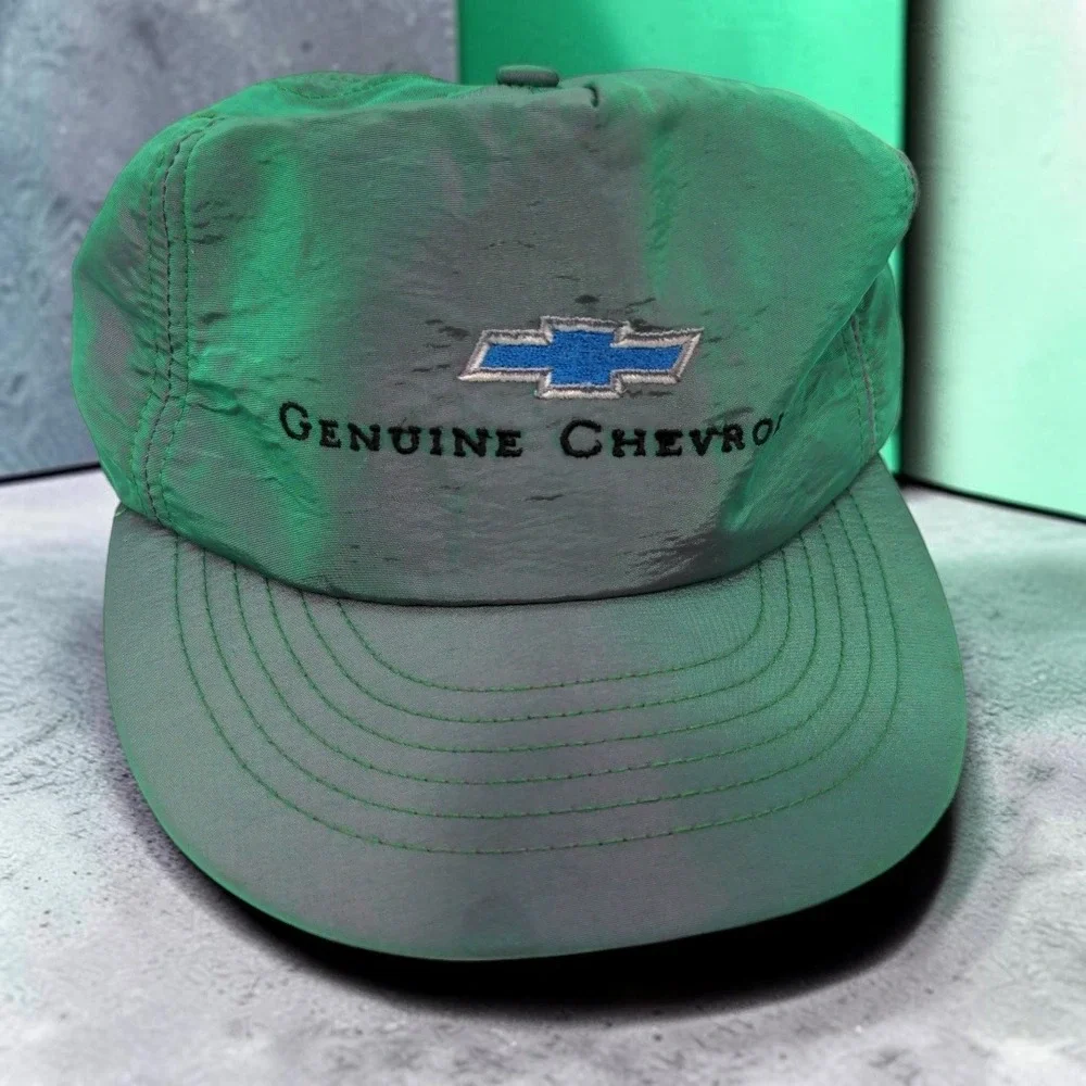 VTG Chevrolet Hat Iridescent Green Snapback Cap America Gen Chevy 90s Trucker